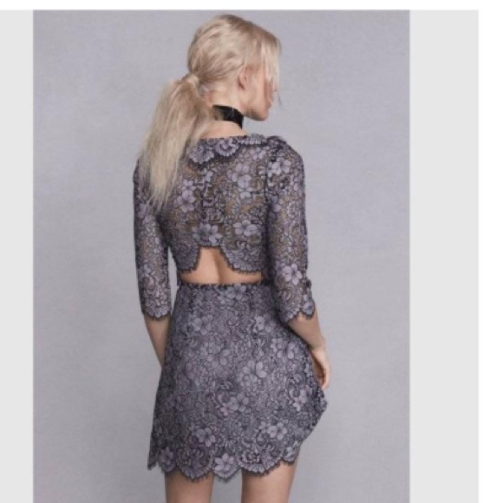 For Love & Lemons “Theodora” Grey Mini Dress